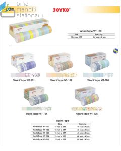 Joyko Washi Tape 15mm WT-100 | WT-101 | WT-102 | WT-103 | WT-104 | WT-105 Selotip Motif Bunga/Warna